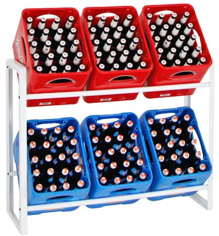 PROREGAL Étagère caisses à Boissons KÖNIGSSEE | HxLxP 82x105x32cm | jusqu'à 6 boîtes | Blanc | Porte-caisses, Support Bouteilles, Rack Boissons, Rayonnage, Rangement