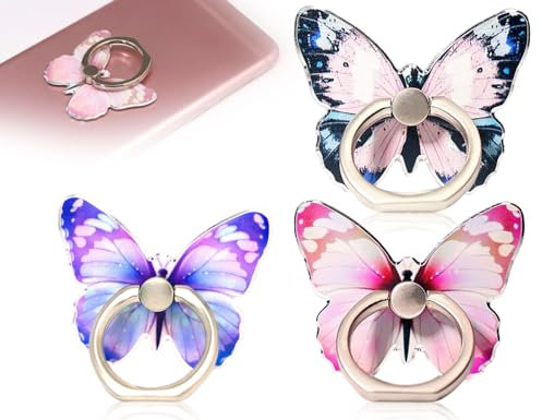 KAPSING 3 Piezas Soporte De Anillo para Teléfono Móvil De Mariposa, Soporte para Teléfono Móvil con Rotación De 360 ​​​​Grados, Soporte para Dedo, Funciona con Todos Los Teléfonos Inteligentes