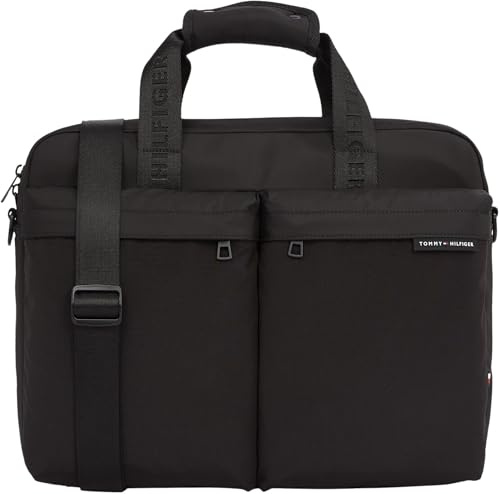 Tommy Hilfiger Herren Laptoptasche Element Repreve Abnehmbarer Träger, Schwarz (Black), Einheitsgröße