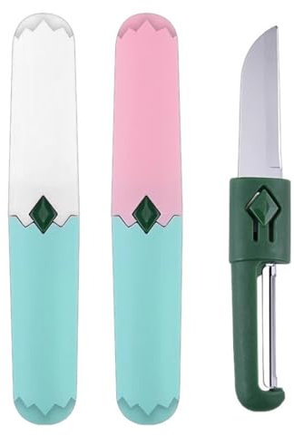 Teegxddy Confezione da 2 coltelli e pelafrutta Funzione 2 in 1, per Verdure, Patate e Carote, coltelli da Cucina