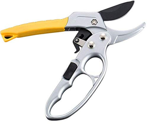 HYEFDWS Tijeras de podar manuales con trinquete, Tijeras de podar con Mangos ergonómicos Antideslizantes, diseño para el Cuidado de Las Manos, Tijeras para árboles, Tijeras de jardinería