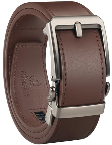 JUKMO 1.5 (38mm) Leather Ratchet Belt for Men in Gift Box (Brown, Large)