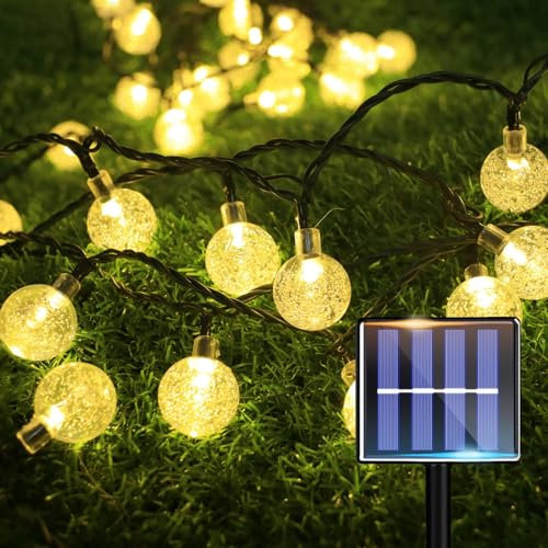 Guirlande lumineuse solaire d'extérieur - 8 m - 30 LED - Pour balcon, jardin, terrasse - Allumage et arrêt automatique - Étanche IP65 - 8 modes d'éclairage - Guirlande lumineuse solaire pour