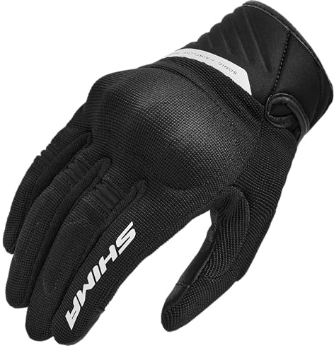 SHIMA SONIC Motorbike Gloves Women Textile Leather Short Summer Biker Armoured Protectors Motorcycle Perforated Ventilated Touchscreen Motorsport Glove Lightweight Motocross (Womens, White, XS)