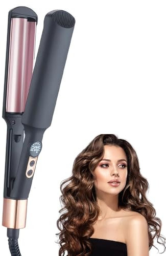 DSXVJHD Hair Waver Hair Crimper, Hair Curler for Women, Mermaid Wave Curling Iron with 5 Adjustable Temperatures, Iron Wand Styling Tool for Fluffy, Corn, Perm, Waves, Straight Hairstyle