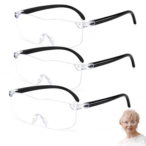 3 stycken förstoringsglasögon förstoringsglas förstoringsglas set, förstoringsglasögon 500 %, 1 000 %, 1 600 %, förstoringsglas för glasögonbärare, för seniorer med förstoringsglas för läsning, sömnad