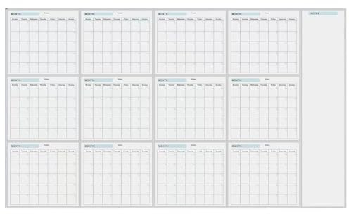 Grand Calendrier Mural Effaçable À Sec, Muraux Calendriers 2026 Vierge Non Daté Sur 12 Mois, 150x85cm Tableau Blanc Effacable Calendrier Annuel,Mural Effaçable Géant Réutilisable Pour La Planification