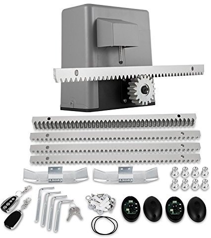 BuoQua Torantrieb Schiebetor 600 kg, Torantrieb Schiebetor Set 12 m, Elektrischer Schiebetorantrieb 13 m/min, Schiebetorantrieb Set mit 2 Fernbedienungen, 280 W Leiser Torantriebe für Hotel, Fabrik