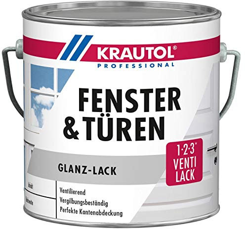 Krautol Fenster- und Türenlack glänzend weiß, hochdeckender Acryl-Lack, 2,5 Liter