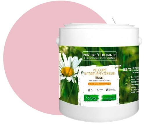 BOX DECO COULEURS Pintura natural ecológica interior exterior terciopelo Natura – 2,5 L, rosa