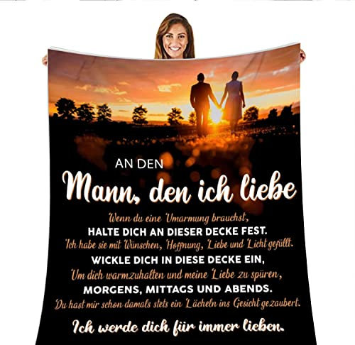 UOOYAA Geschenke Valentinstag für Männer,Kuscheldecke an Meinen Mann Positiv Ermutigen Nachricht Brief Decke für Tagesdecke Wohnzimmerdecke Tv-Decken Geschenk Valentinstag(An Meine Mann-L)