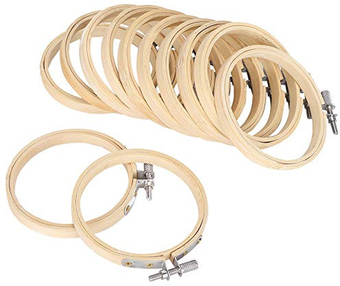 Aros de Bordado, 12 Piezas, 9 Cm/3,5 Pulgadas, Círculo Redondo de Bambú, Aro de Punto de Cruz, Anillo Redondo para Manualidades de Bricolaje, Costura Práctica