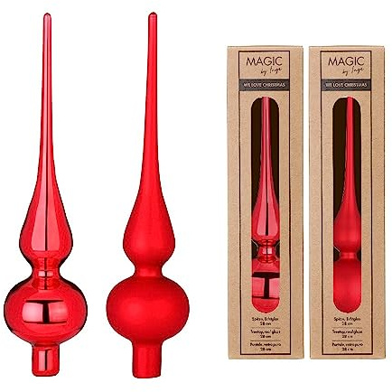Punta para árbol de Navidad, 26 cm x 1 pieza mate o brillo, surtido, rojo Merry