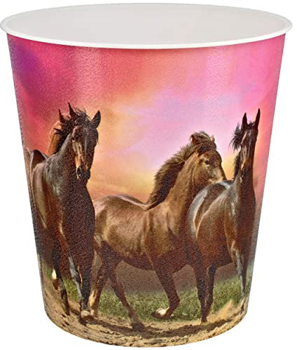 Papierkorb/Mülleimer Pferde - Wildpferd 10 Liter - wasserdicht - aus Kunststoff - 27 cm - Eimer - Spielzeugkorb/Popcornschüssel/großer Mülleimer - a..