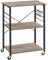 VASAGLE Kitchen Shelf on Wheels, Serving Trolley with 3 Shelves, Microwave Shelf, for Mini Oven, Toaster, with 6 Hooks, Industrial Style, Greige and Black KKS060B02