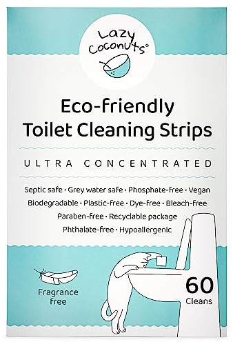 Lazy Coconuts Toilet Bowl Cleaner Strips - 60 Cleans, Plastic-free, Dye-free, With Lemon Essential Oil