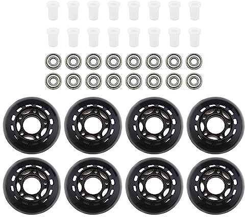 ECSiNG 8pcs 64mm 82A Roues de Patin à Roues Alignées avec Roulements ABEC-7 Roues de Patinage à roulettes Roues de Bagage Roues d'Entraînement pour Patinage Intérieur Extérieur