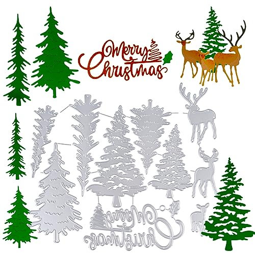 BETESSIN 11Pcs Weihnachten Stanzschablonen Weihnachtsbaum Rentier Stanzform Scrapbooking Xmas Cutting Dies Prägeschablone DIY Kartenbasteln Grußkarte Fotoalbum Papier Herstellung