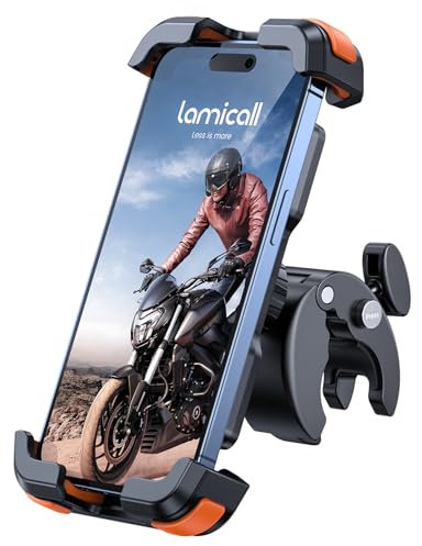 Lamicall Handyhalterung Motorrad, Handyhalter Fahrrad - 2025 Universal 360° Lenker Halter für iPhone 17 16 15 14 Pro Max Plus, SE, 13 12 Pro Max Mini, 11 Pro Max, Xs, XR, X, Samsung S23, Smartphone