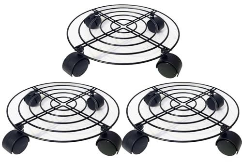 Vixzoid 3 rotelle per piante rotonde da 27 cm, per esterni, con ruote, con 4 ruote girevoli a 360°, per interni, esterni, casa e giardino, portata 30 kg