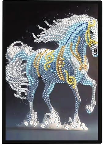 DCIDBEI Diamond Painting Carnet de Notes A5 Cheval Blanc Diamant Painting Carnet de Notes Peinture Diamant Strass Cahier Peinture A5 Journal pour étudiants Bureau Fournitures Scolaires 50 Feuilles