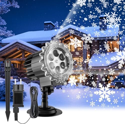 GuKKK Proiettore Natale Esterno LED, Luci Natalizie Per Esterno, Fiocchi di Neve Impermeabile IP65 Per Natale, Giardino, Prato, Decorazione Della Festa