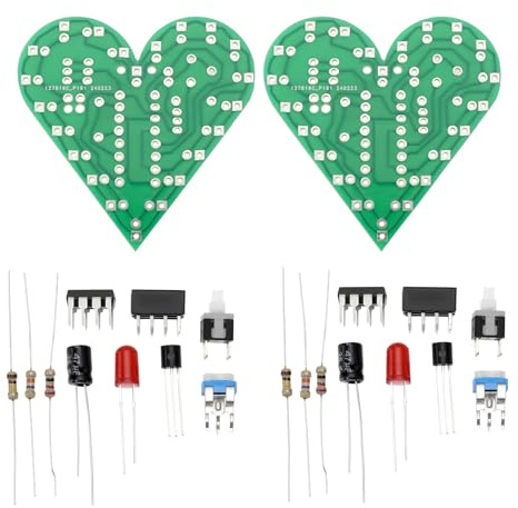 Be In Your Mind 2 Kit Entraînement à Soudure Lumières Clignotantes à LED Forme de Cœur Projet de Soudure Kit Soudure électronique DIY pour l'enseignement Et Cadeaux Créatifs Rouge