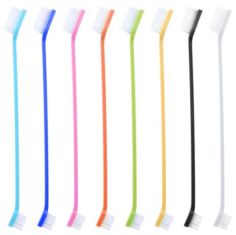 YUXIANLB 8 Teiliges Hundezahnbürstenset Praktische Weiche Doppelseitige Hund Katze Haustierzahnbürste Zur Reinigung Der Zähne Doppelseitige Zahnhygienebürsten Für Kleine Bis Große Hunde Katzen Die