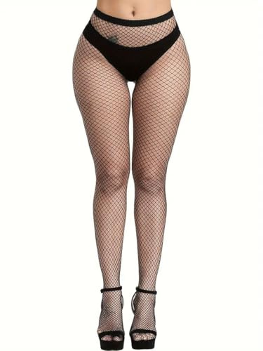Boolavard nätstrumpor, hög midja tights för kvinnor, fisknät tights damer plus size en storlek passar alla
