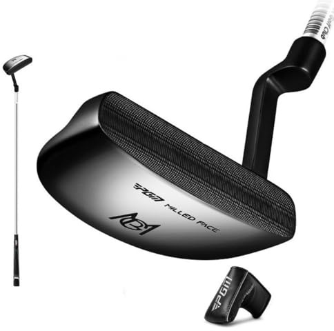 Putters de golf droitiers avec manche en acier pour homme et femme - Coupe 3 degrés avec couvre-tête (club et tête de golf)