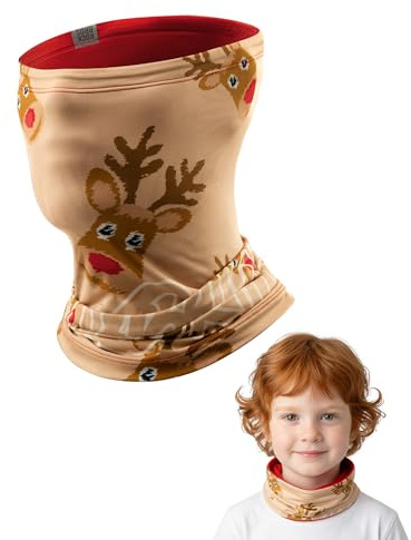 ROCKBROS Scaldacollo Bambini Invernale in Pile 2 in 1 Reversibile, Sciarpa Multifunzionale Termico Bandana Tubolare Antivento e Traspirante, per Scuola Corsa Escursionismo Ciclismo Sci, Marrone