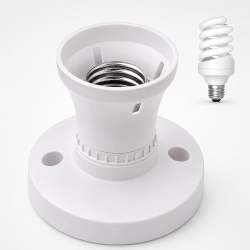 XLTXWD E27 Lamp Holder, Single Socket for Home and Office Lighting, Edison Screw Base Replacement, Ceiling and Wall Light Fixture, One Piece Lamp Socket with Standard E27 Fitting