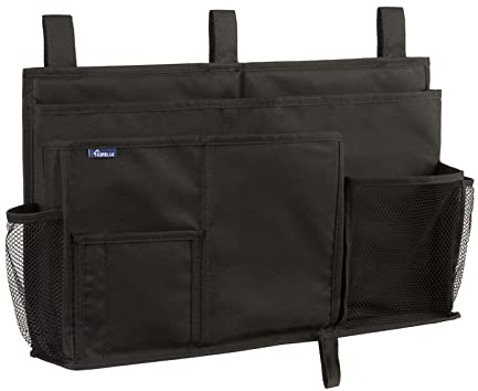 Surblue Caddy Hanging Organizer Bedside Storage Bag for Bunk and Hospital Beds, Black, L