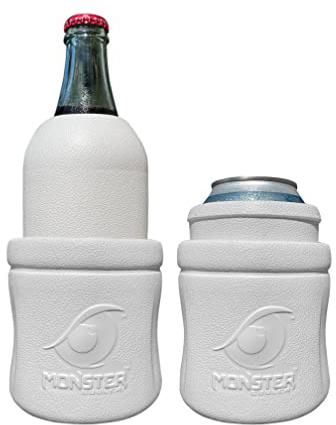 MONSTER COOLER 3-in-1 ONLY Adjustable Can/Bottle Cooler | ONLY Lightweight Indestructible Beverage Cooler | Fits most Bottle Shapes and Sizes | for Hard Seltzer, Beer, Soda (White, Single)