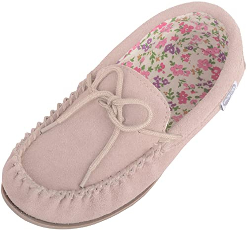 Mocassin en daim doublé coton avec semelle rigide pour femme Rose Tailles 36 à 42 - Beige - camel, 38 EU