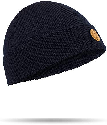 Hanse-Troyer – Classico berretto a maglia fine – 100% lana merino – Berretto di alta qualità – Berretto lavorato a maglia – nessun graffio e prurito Blu mare Taglia unica