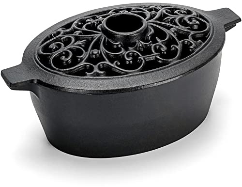 Stufa a legna con generatore di vapore, umidificatore in ghisa per cucina, decorazione per la casa, finitura nero opaco, resistente alla ruggine, superficie a griglia, capacità 2,5 l