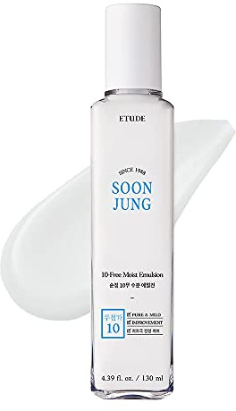 Etude House SoonJung 10 Free Moist Emulsion 130ml 21AD; Hypoallergene, nicht reizende Feuchtigkeitsemulsion zur Pflege und Entspannung von Hautschäden
