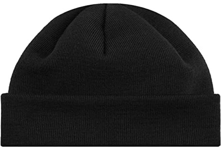 HANSEHELD Strickmütze Seebär Feinstrick Merino - Schwarz - Wolle Dockermütze