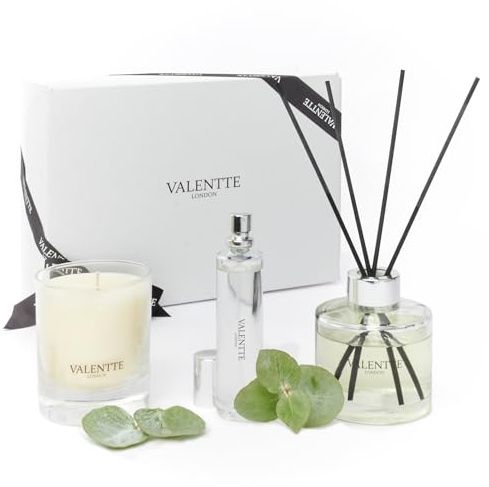 Caja de regalo perfumada con vela, difusor de varillas y niebla de habitación, aceites esenciales de aromaterapia, fragancia de larga duración, fabricado en el Reino Unido (jazmín y palisandro) (150