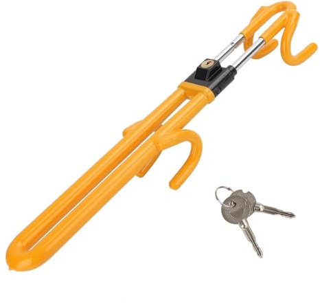 Youyijia Steering Wheel Lock with Twin Bar Double Hook Design Universal High Visibility Car Lock Heavy Duty Anti-Theft Device Locks (includes 2 Keys)