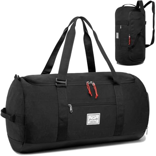 Lyweem Sporttasche Herren Reisetasche Groß 60L Sporttaschen Rucksack mit Schuhfach Wasserdicht Trainingstasche Damen Fitness Gym Tasche Weekender Duffle Bag für Sport, Reisen, Schwarz