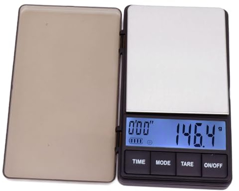 Báscula pequeña para café con temporizador, báscula digital portátil de bolsillo para preparar café espresso, báscula de alta precisión de 1000 g/0,1 g con función de tara para uso en la cocina, café