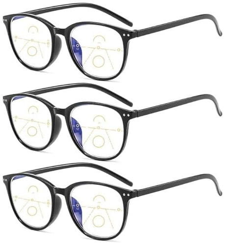 Suertree Bifokala Läsglasögon med Blåljusfilter, 3-pack, Unisex för Damer & Herrar, Anti-trötthet, Multifokal Presbyopikorrektur +2.0