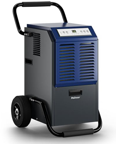 Pro Breeze® 50L/Day Industrial Dehumidifier - Commercial Dehumidifier with 5.5L Water Tank, Compressor, 24h Digital Timer, Wheels & Drain Hose for Basement, Garage, Warehouse & Greenhouse