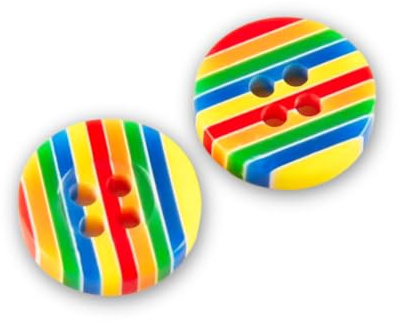 (Pack of 20) 12.5mm Rainbow Striped 4 Hole Shirt Sewing Buttons