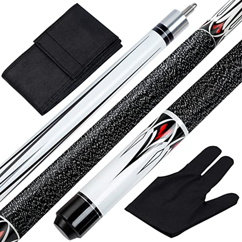 Teekerwang Pool Cue Stick - 58 inch Maple Billiard Pool Stick, 19/20/21 oz 1/2 Maple Pool Cue Stick Kit, 2-Piece Billiard Pool Cue Stick (19 oz)