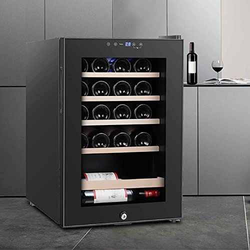 IUBGFTO Réfrigérateur à vin à température constante à Porte Unique, Cave à vin indépendante avec Panneau de Commande Intelligent et Porte vitrée, Cave à vin avec Espace de réfrigérateur 5-22 ℃