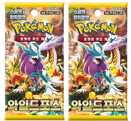 2 buste di espansione delle forze temporali | Pokemon TCG Wild Force | Booster Pack di carte Pokemon coreane | Titan Authenticated