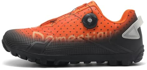 Mateju Zapatilla de Ciclismo Hombre Mujer, Zapatillas Ciclismo Carretera Exterior MTB Compatibles con SPD Lock System, Unisex Adulto Zapatos Bicicleta -DC5 (Naranja,43)